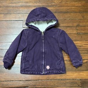 Berne Toddler Canvas Fleece Lined Coat Jacket Outdoor Work Purple Cream 24M